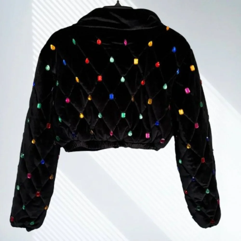 NWT Dolls Kill Horoscopez Sold Out Natural Wonder Bejeweled Puffer Jacket SZ M - Picture 11 of 16